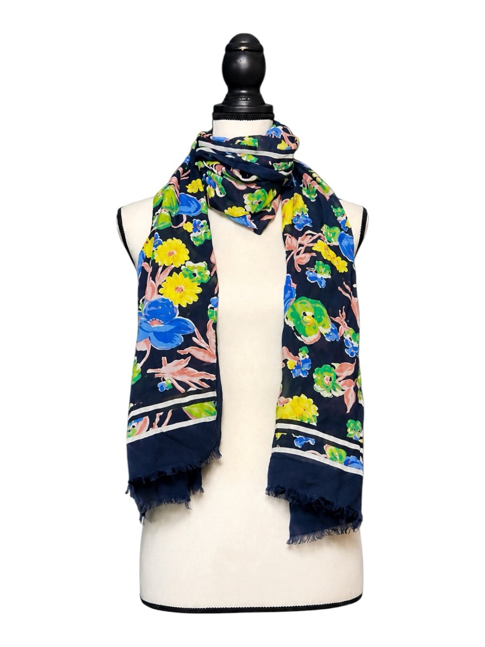 Navy Floral Scarf